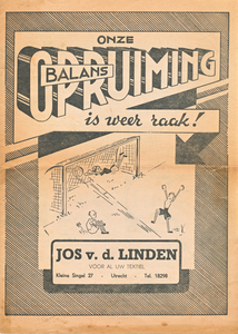 710151 Voorpagina van een prijscourant van Jos van der Linden, [Manufacturenhandel], Kleine Singel 27 te Utrecht. ...